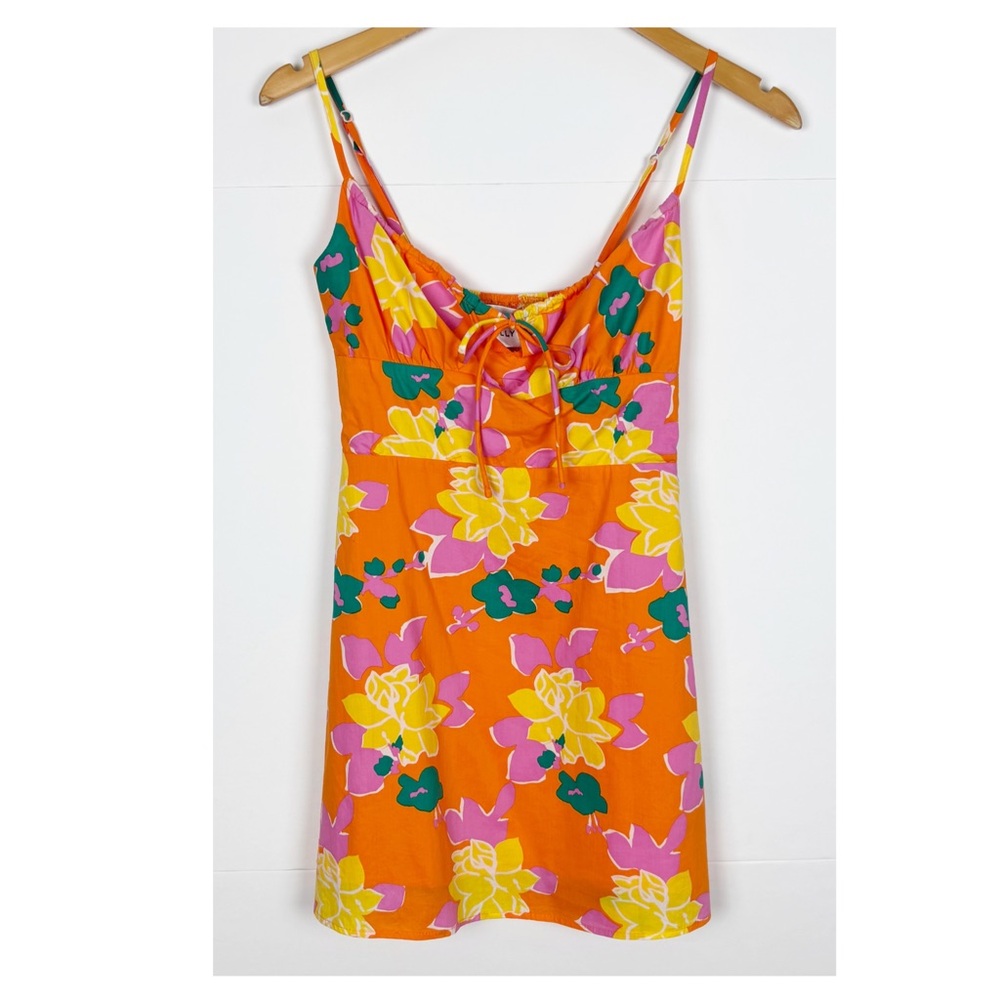 Hello Molly Fresh Lemonade Mini Dress Size XS 2 Orange Floral